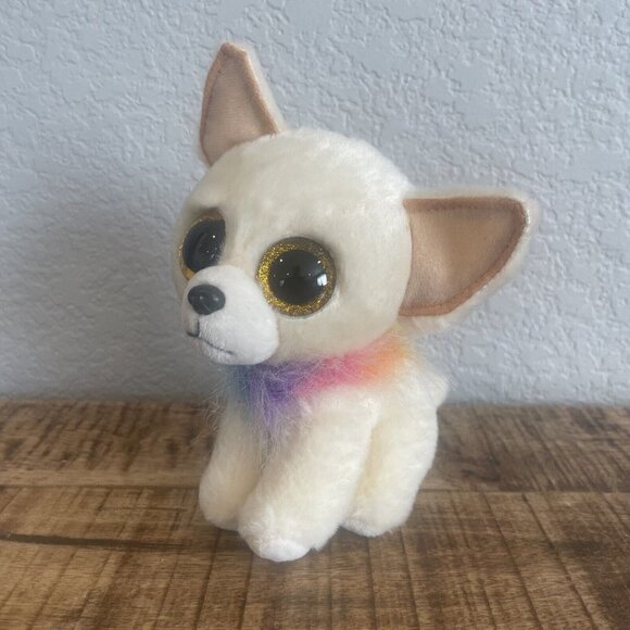 Ty Beanie Boo Chewy Chihuahua Plush 6" Rainbow Collar 2021 VelveTy Dog Puppy - Picture 2 of 8